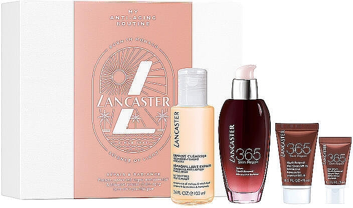 Set - Lancaster 365 Skin Repair Set (cleans/100ml + serum/50ml + cr/15ml + eye/serum/3ml) — photo N1