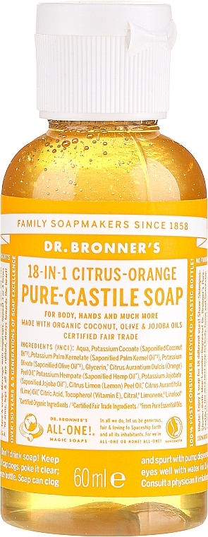 Liquid Soap "Citrus and Orange" - Dr. Bronner’s 18-in-1 Pure Castile Soap Citrus & Orange — photo N1