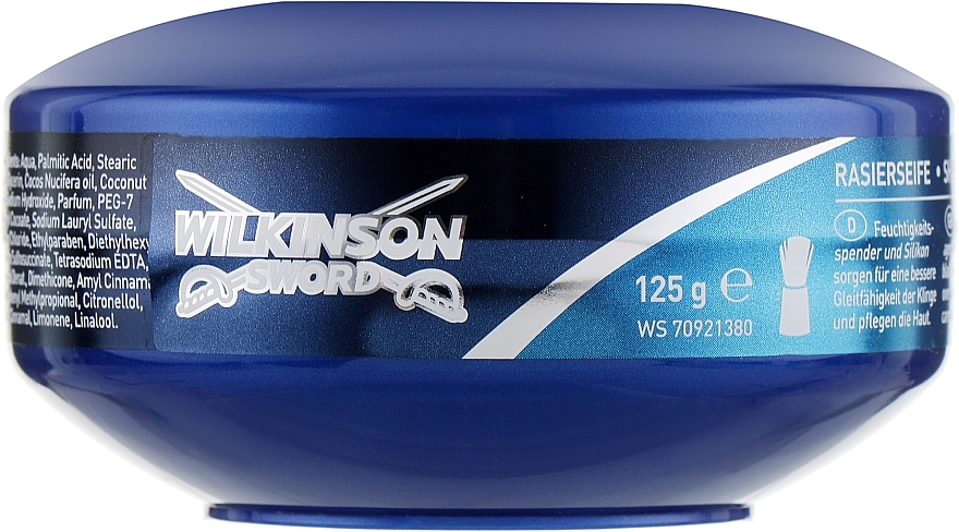 Shaving Soap in Plastic Soap Dish - Wilkinson Sword Blue Shaving Soap Bowl — photo N1