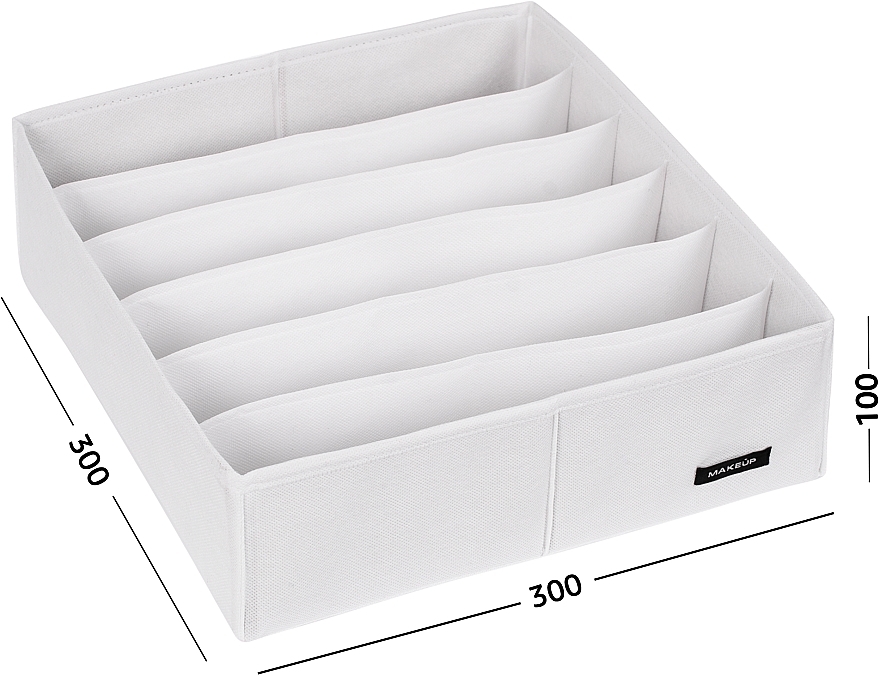 Storage Organiser with 6 Compartments 'Home', white 30x30x10 cm - MAKEUP Drawer Underwear Organizer White — photo N7