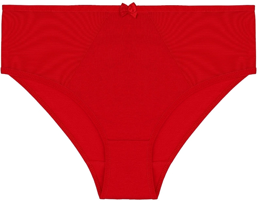 Women Bikini Panties with Transparent Inserts, red - Moraj — photo N1