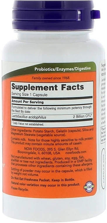 Dietary Supplement "Acidophilus Two Billion" - Now Foods Acidophilus Two Billion — photo N2