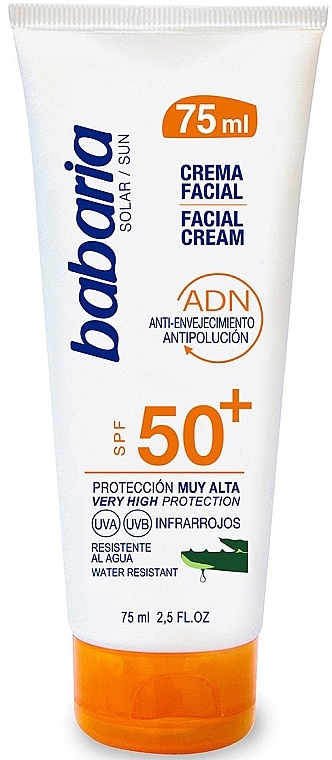 Face Sunscreen - Babaria Aloe Vera Facial Sun Cream Spf 50 — photo N1