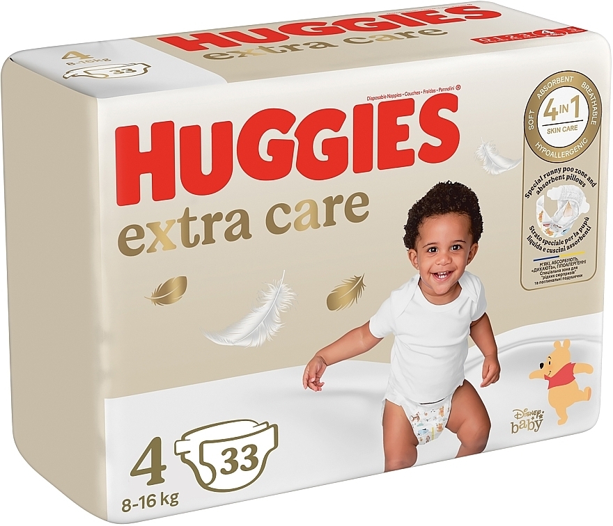 Extra Care Diapers, size 4, 8-16 kg, 33 pcs. - Huggies — photo N2
