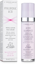 Fragrances, Perfumes, Cosmetics Hyaluronic Acid Face Cream for Normal & Dry Skin - L'Erbolario Acido Ialuronico Crema Viso a Tripla Azione 