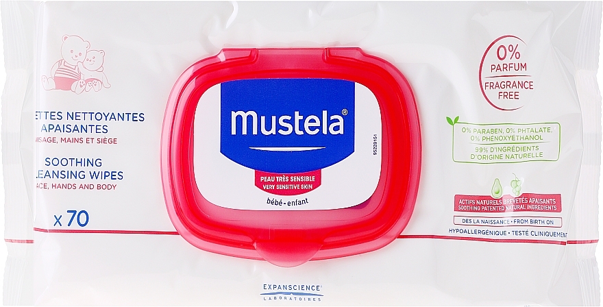 Cleansing Wipes for Sensitive Skin - Mustela Soothing Cleansing Wipes Very Sensitive Skin — photo N1