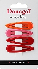 Fragrances, Perfumes, Cosmetics Hair Clips, FA-5667+2, 4 pcs, orange, pink, two red - Donegal