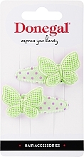 Fragrances, Perfumes, Cosmetics Hair Clips, 2 pcs., green butterflies 2 - Donegal