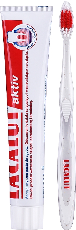 Oral Set, red - Lacalut Aktiv (t/paste/75ml + t/brush) — photo N2