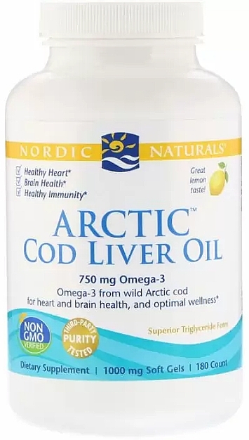 Dietary Supplement with Orange Taste 750 mg "Omega-3" - Nordic Naturals Cod Liver Oil — photo N1