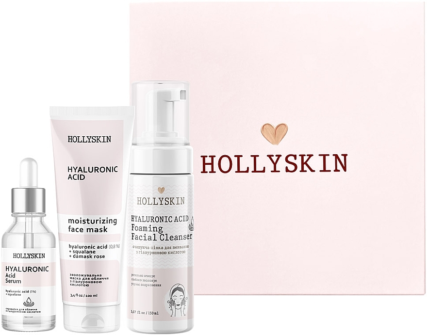 Set - Hollyskin Hyaluronic Acid Intensive Care (mask/100ml + foam/150ml + ser/50ml) — photo N2