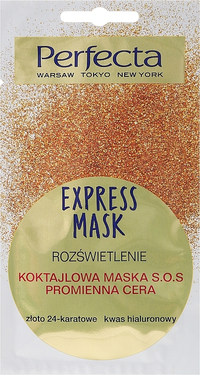 Face Mask SOS-Cocktail "24-Carat Gold & Hyaluronic Acid" - Perfecta Express Mask — photo N1