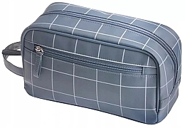 Fragrances, Perfumes, Cosmetics Men Toiletry Bag, quadrille, light gray - Inter-Vion