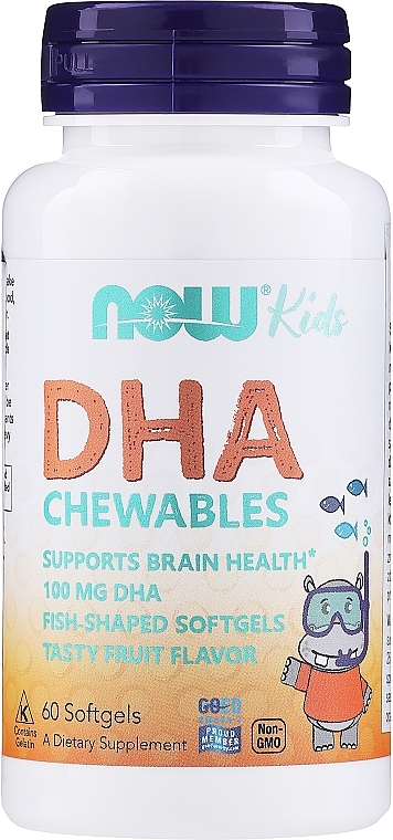 Kids Fish Oil, 100 mg - Now Foods Kid's Chewable DHA — photo N1