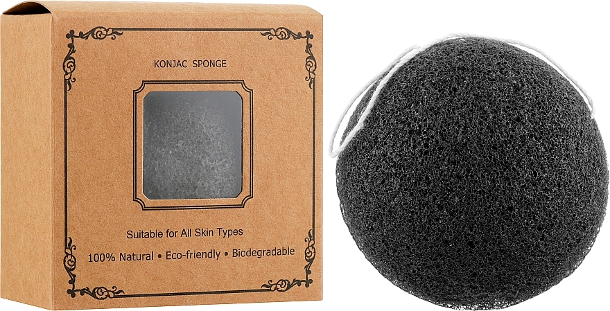 Konjac Face Cleansing Sponge, black - Cosmo Shop Konjac Sponge Craft Box — photo N2