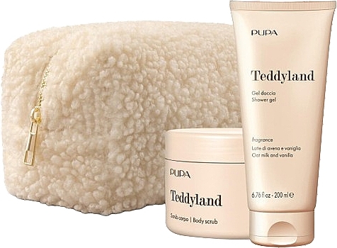 Set - Pupa Teddyland Oat Milk And Vanila (b/scrub/150ml+sh/gel/200ml+bag) — photo N1