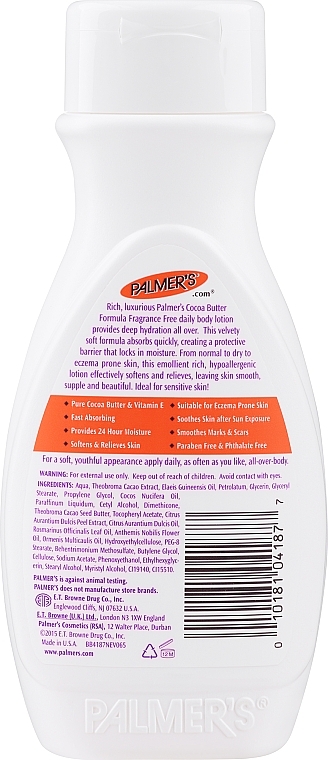 Body Lotion - Palmer's Cocoa Butter Fragrance Free Lotion — photo N2