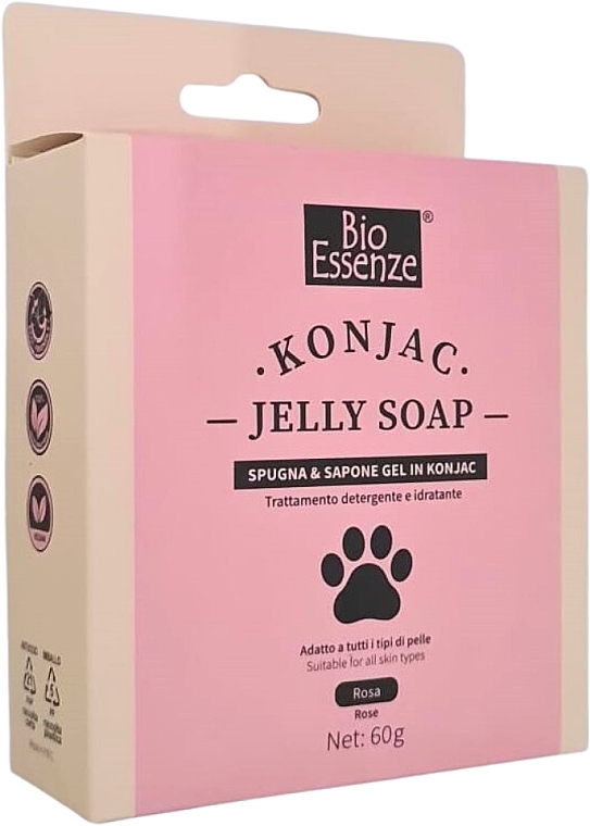 Set - Bio Essenze Jelly Soap Rossa (sponge/1 pcs + soap/60 g) — photo N1