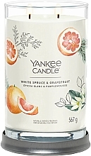 Fragrances, Perfumes, Cosmetics White Spruce & Grapefruit Scented Candle in Glass, 2 wicks - Yankee Candle White Spruce And Grapefruit