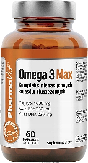 Dietary Supplement 'Omega 3', 1000mg, 60pcs - Pharmovit Omega 3 Max — photo N1