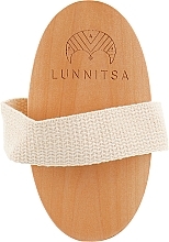 Dry Massage Brush, wooden, with retainer - Lunnitsa — photo N3