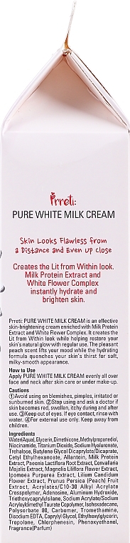 Milk Protein Moisturizing & Brightening Face Cream - Prreti Pure White Milk Cream — photo N6