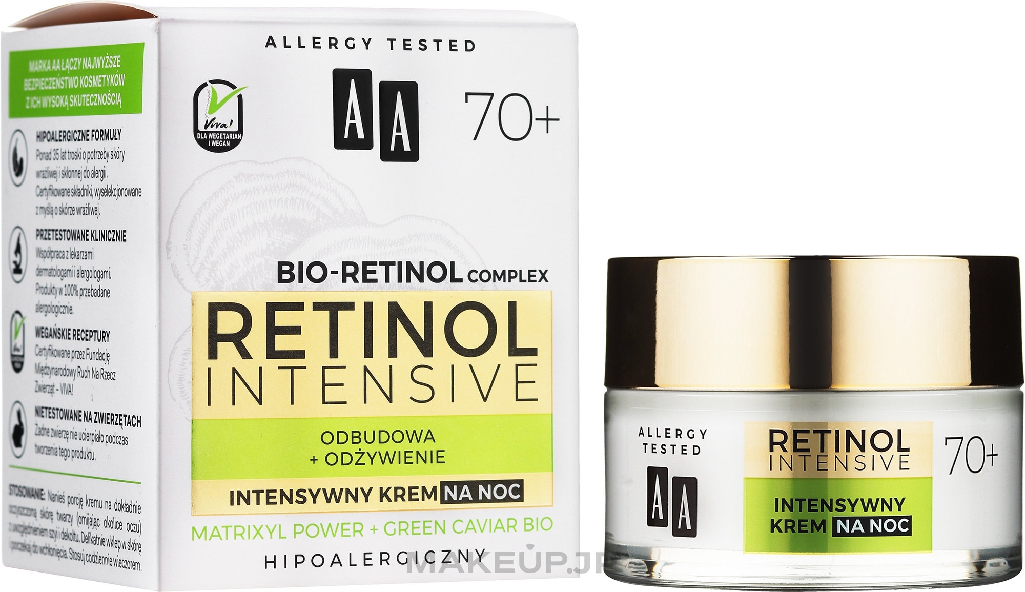 Intensive Night Face Cream 70+ - AA Retinol Intensive Healthy Glow 70+ Night Cream — photo 50 ml