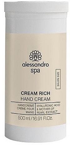 Hand Cream - Alessandro International Spa Cream Rich Hand Cream Salon Size — photo N2