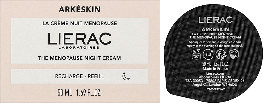 Night Face Cream - Lierac Arkeskin The Menopause Night Cream Refill — photo N2