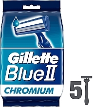 Disposable Shaving Razor Set, 5 pcs - Gillette Blue II Chromium — photo N7