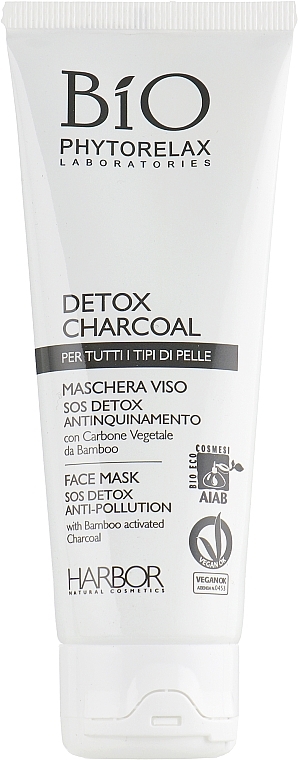 Face Cleansing Detox Mask with Activated Charcoal - Phytorelax Laboratories Bio Phytorelax Detox Charcoal Face Mask Sos Detox Anti-Pollution — photo N16
