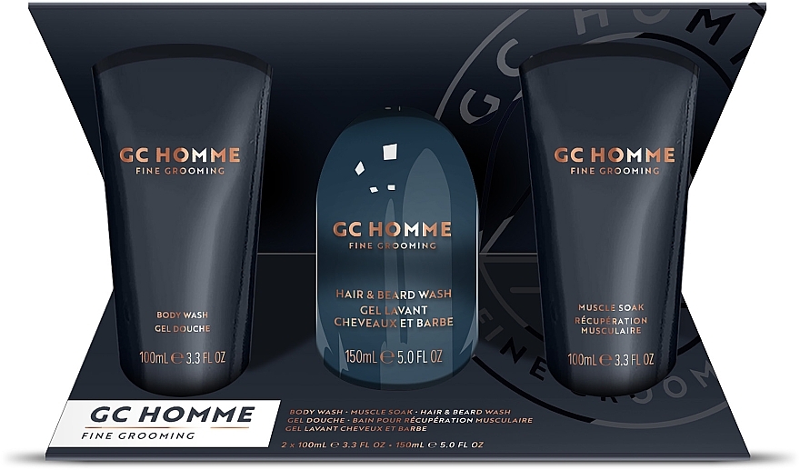 Set - Grace Cole CG Homme Fine Grooming Daily Essentials (sh/gel/100ml + hair/beard/wash/150ml +soak/100ml) — photo N1