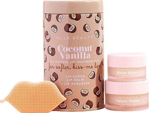 Beauty Set - NCLA Beauty Coconut Vanilla Lip Care Set (l/balm/10 ml + l/scrub/15 ml + scrubber) — photo N1