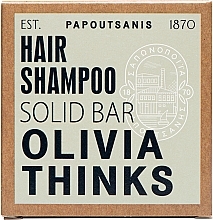 Solid Hair Shampoo, in a box - Papoutsanis Olivia Thinks Waterless Hair Shampoo Bar in Box — photo N1
