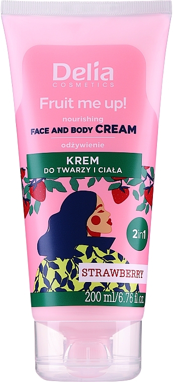 Face & Body Cream with Strawberry Scent - Delia Fruit Me Up! Face & Body Cream 2in1 Strawberry Scented — photo N1