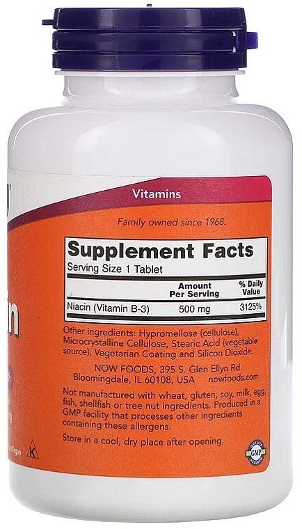 Vitamin B3 "Niacin" 500mg - Now Foods Niacin — photo N5