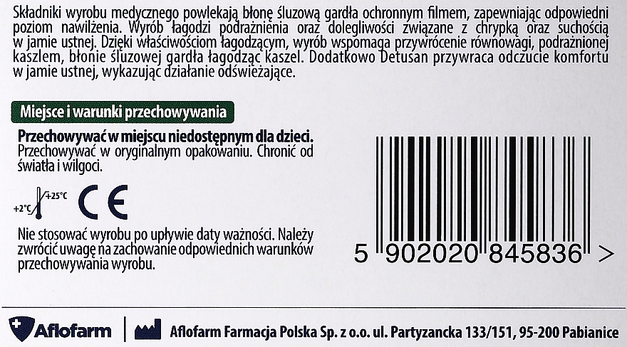 Dietary Supplement, 24 Lozenges  - Aflofarm Detusan — photo N2