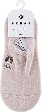 Fragrances, Perfumes, Cosmetics Women Short Socks with Cat Embroidery, beige - Moraj