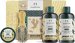 Fragrances, Perfumes, Cosmetics Set - The Body Shop Soothe & Swish Ginger Haircare Gift (shm/250ml + cond/250ml + scrub/50ml/ + brush/1pcs)