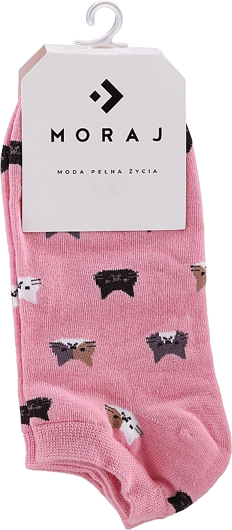 Women Cotton Socks with Kittens, pink - Moraj — photo N1