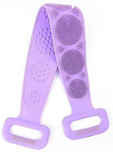 Silicone Body Scrubber with Handles, lilac - Deni Carte — photo N1