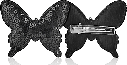 Fragrances, Perfumes, Cosmetics Hair Clip "Black Butterfly with Sequins", d-320 - Dini Hand Made