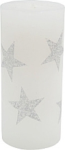 Fragrances, Perfumes, Cosmetics Decorative Candle 6.7x15 cm, white stars - Admit