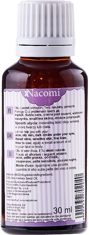 Grape Seed Face and Body Oil - Nacomi Natural — photo N6