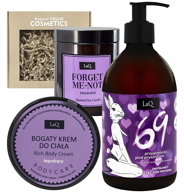 Forget-me-not Set - LaQ 69 Set (sh/gel/500ml + b/cr/220g + candle/180ml) — photo N1