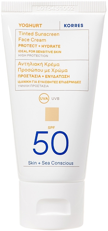 Tinted Sunscreen Face Cream - Korres Yoghurt Tinted Sunscreen Face Cream SPF30 — photo N1