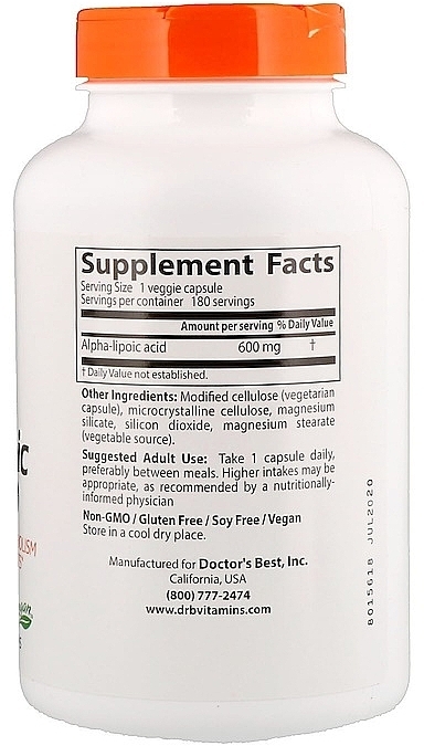 Alpha-Lipoic Acid, 600 mg - Doctor's Best Alpha Lipoic Acid — photo N2