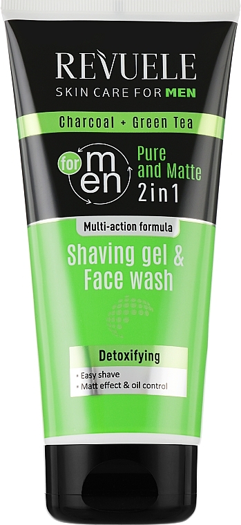 2-in-1 Shaving & Cleansing Gel - Revuele Men Care Charcoal & Green Tea Shaving Gel & Face Wash — photo N1