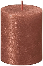 Fragrances, Perfumes, Cosmetics Cylinder Candle Amber, 80/68 mm - Bolsius Rustic Shimmer Metallic Candle