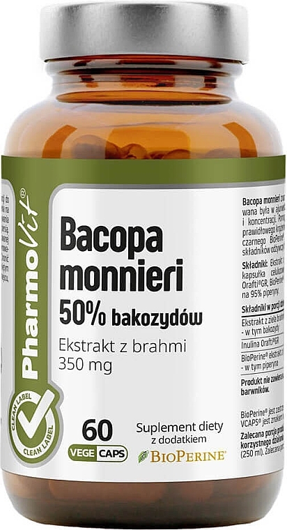 Dietary Supplement 'Bacopa Monnieri 50%' - Pharmovit Clean Label Bacopa Monnieri 50% — photo N1